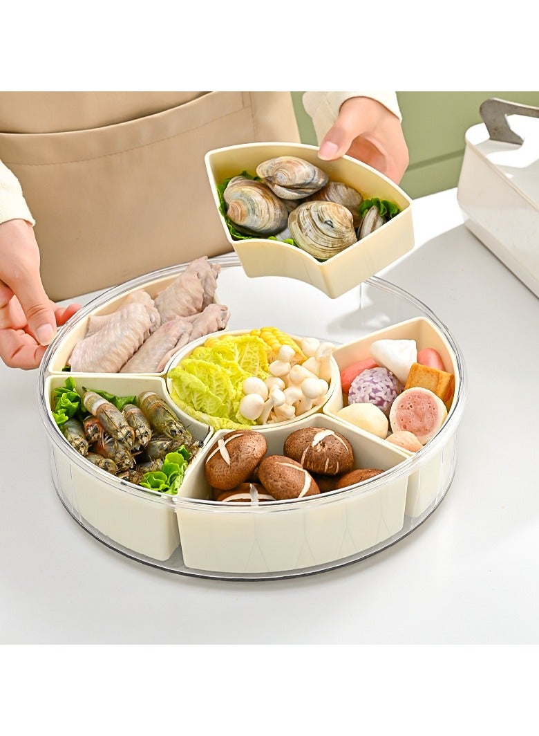 general Hot Pot Platter 6 Grids - Divided Veggie Meat Side Dish Plate Non-Slip Stable Easy to Clean Kitchen Serving Tray 360° Rotating - Image 3